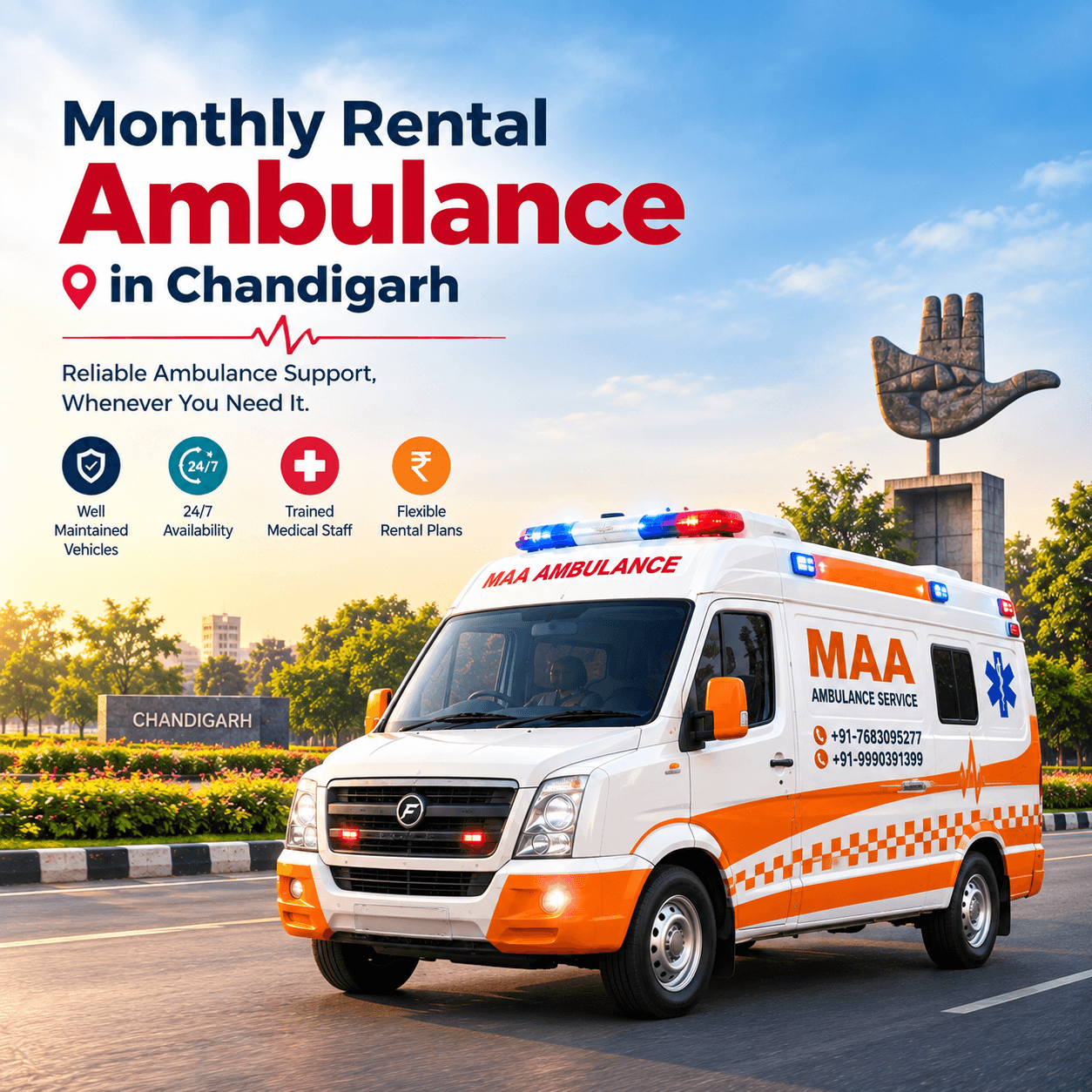 Monthly Rental Ambulance in Chandigarh — Specialized Care